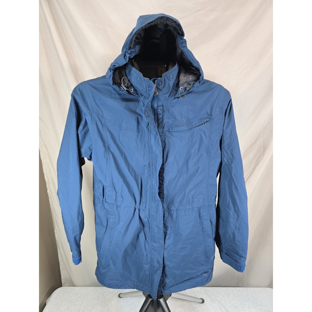 REI Madrona Hooded Rain Jacket Coat Removable Hood Waterproof Blue Women's Med
